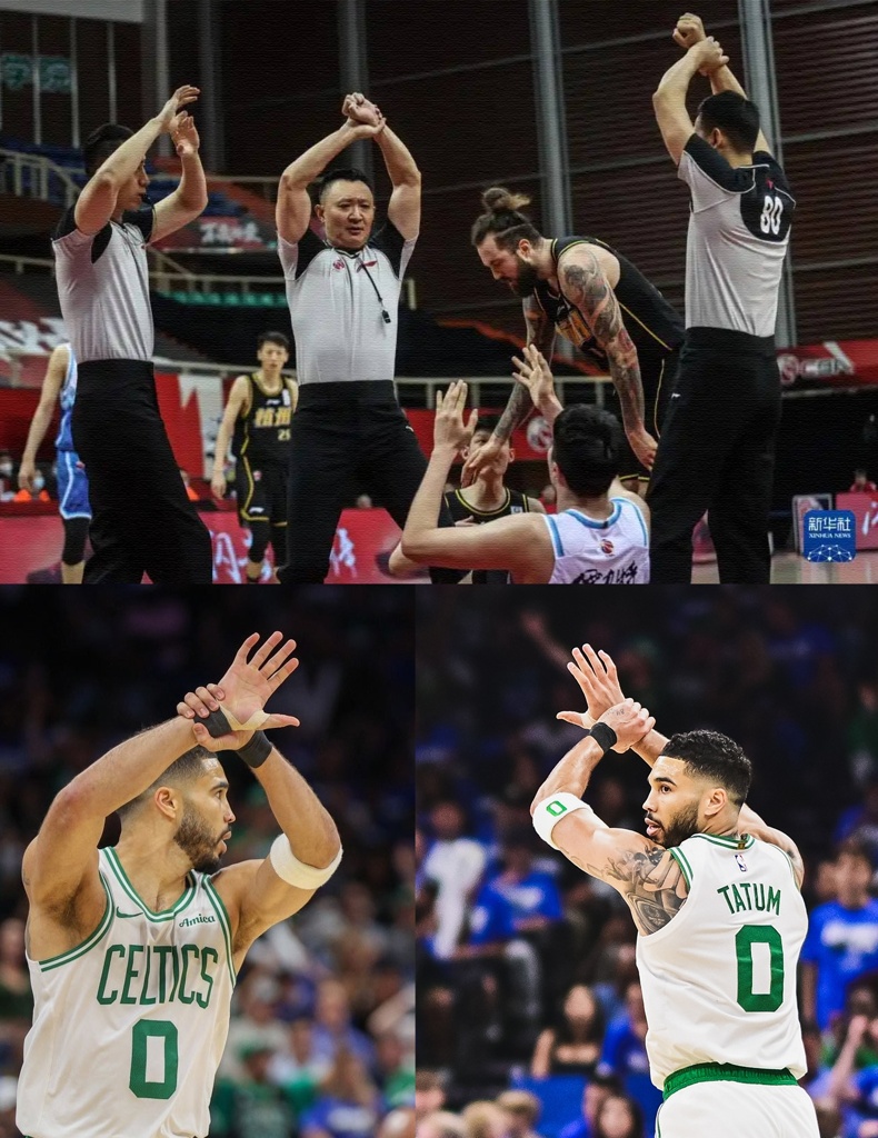 致敬闫军？塔图姆新庆祝动作神级还原CBA裁判的“三违一体”