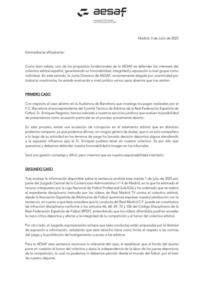 西裁判协会官方：将介入内格雷拉案辩护；满意法院对皇马TV的判决