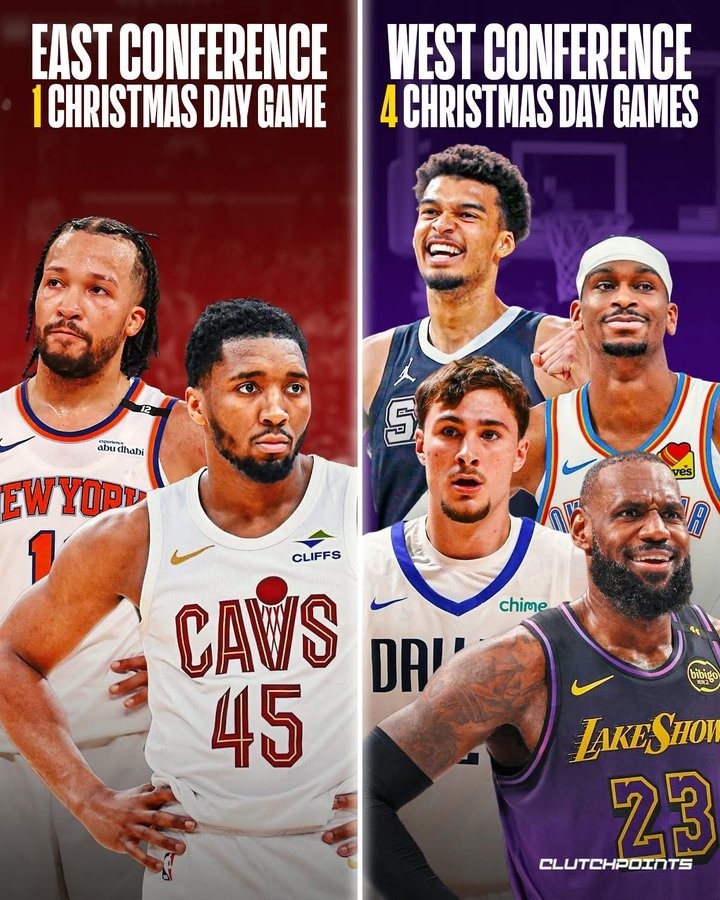 美媒谈圣诞大战球队西部8比2东部：或许这是NBA对联盟格局的看法