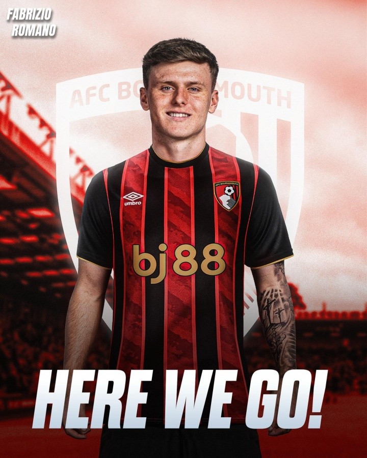 HWG！罗马诺：利物浦小将本-多克加盟伯恩茅斯，转会费2500万镑